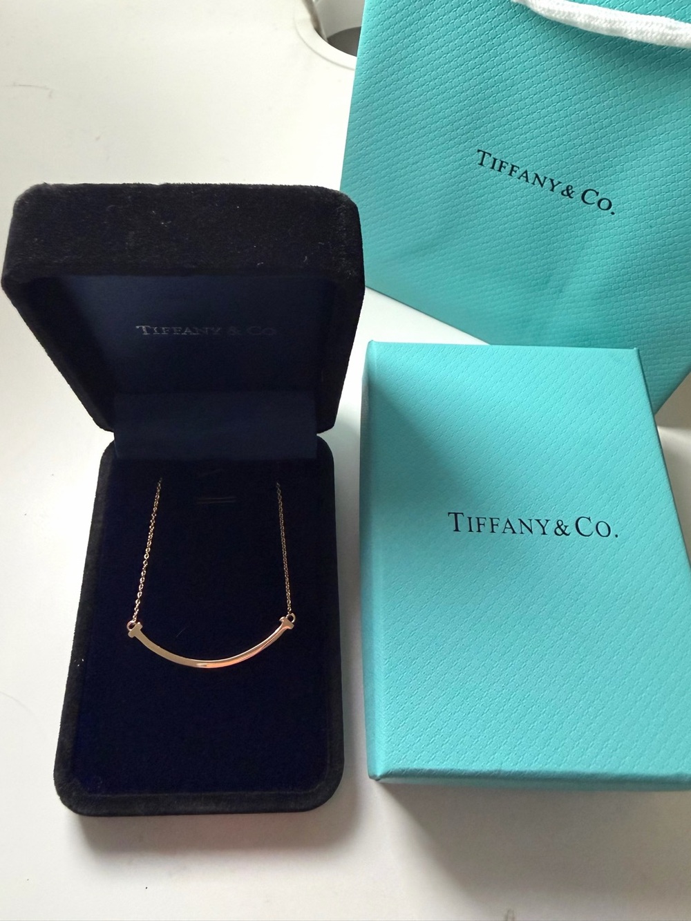 Tiffany & Co. Rose Rose Gold Smile Necklace Pendent